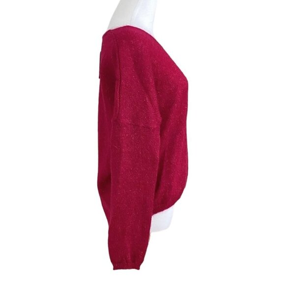 NWT DES PETITS HAUTS ANAHI RASPBERRY METALLIC SUPERKID MOHAIR SILK BLEND SWEATER - Picture 2 of 10